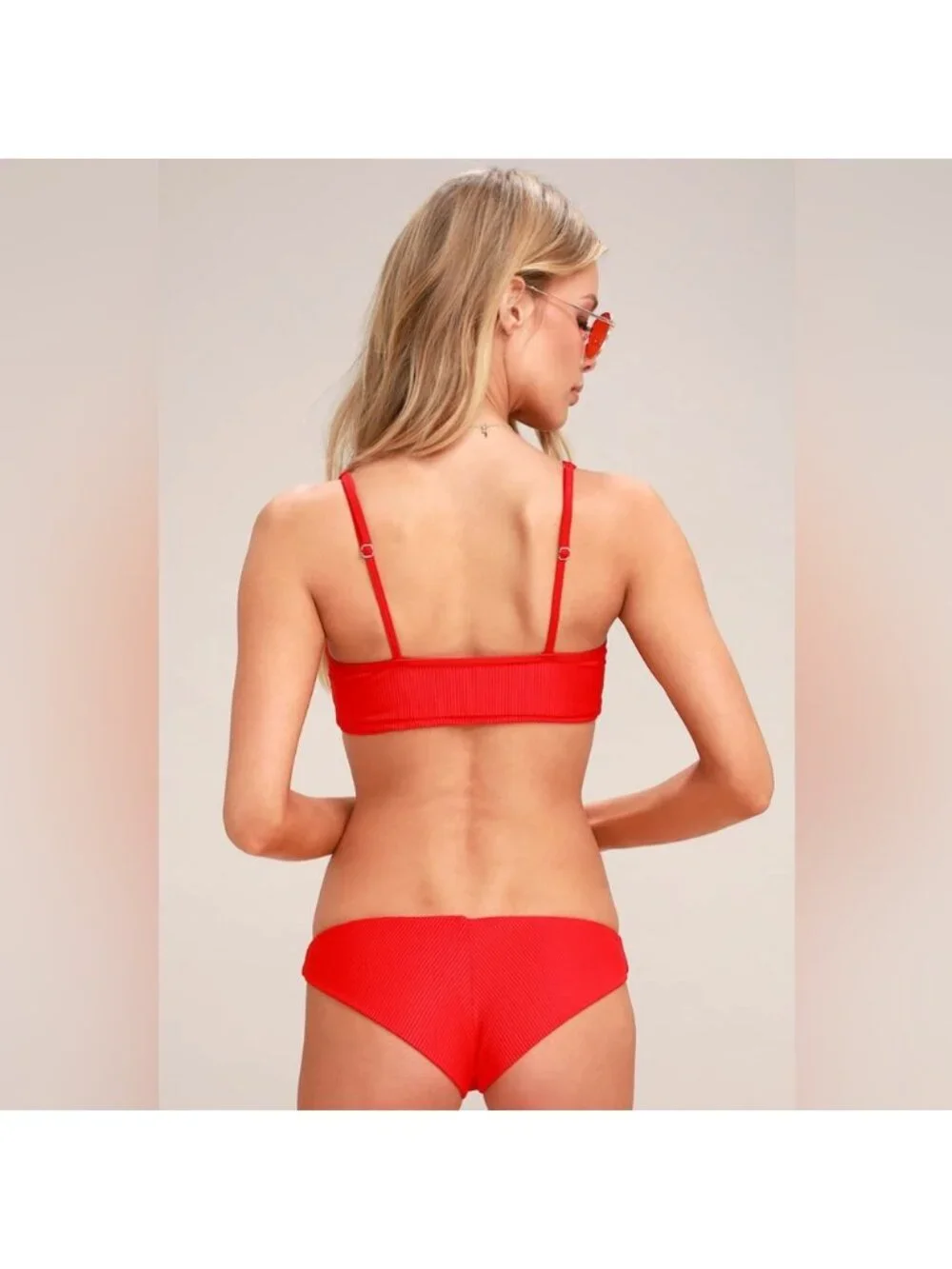 Frankie’s bikinis red Greer bikini set new no tags large swim